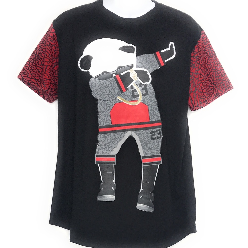 Dabbing Panda Bear Black Tshirt Size L
